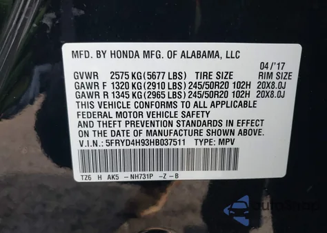 2017 Acura Mdx Advance Entertainment Pkgs из США, поврежденный, VIN 5FRYD4H93HB037511